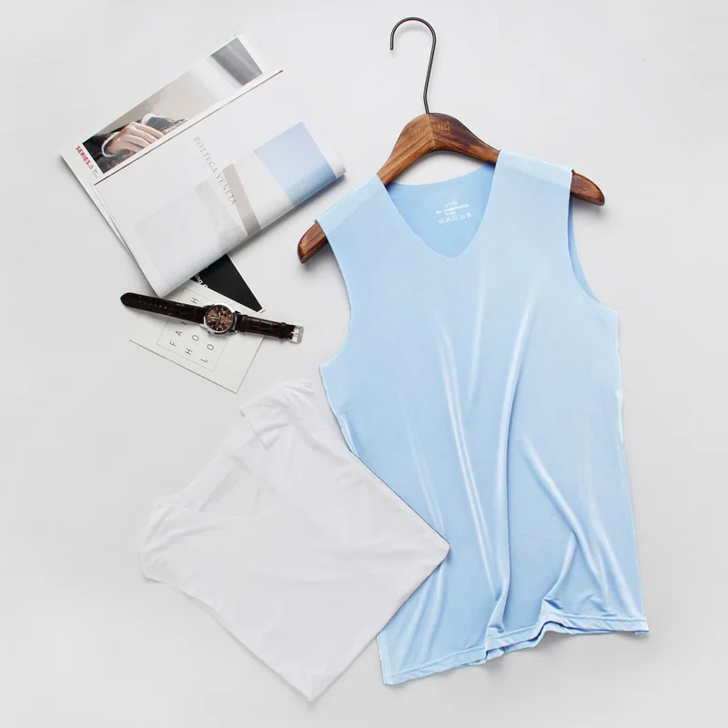 V Neck Aqua blue Мужские трусы широкая верхняя часть с бретельками Бесшовные дышащие без рукавов Фитнес Бег Бодибилдинг рубашки для тренировки плюс размер L-3XL - Цвет: V Neck Aqua blue