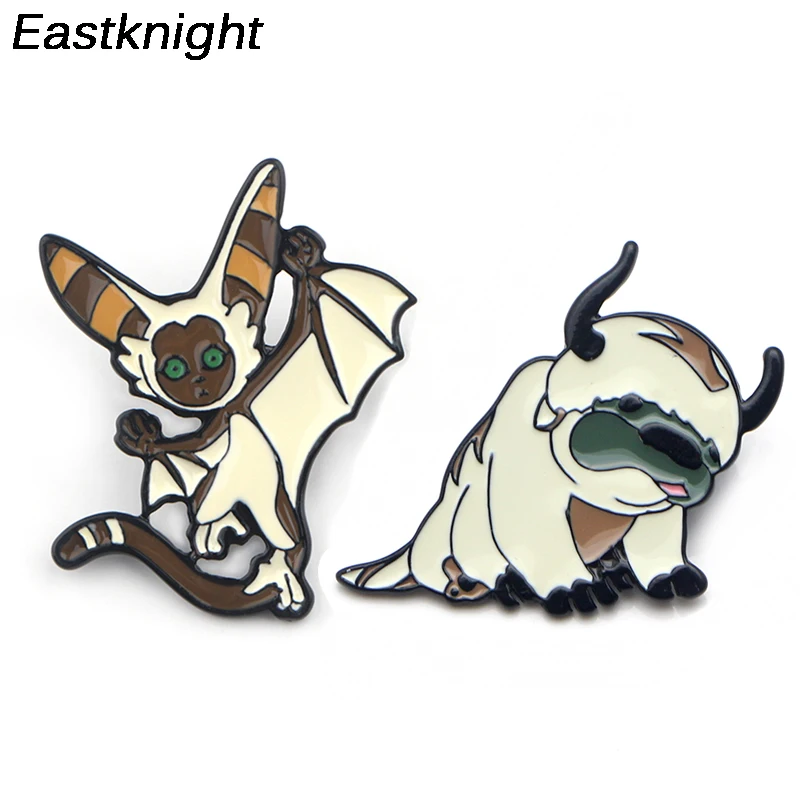

K371 The Last Airbender Resource Appa MOMO Pins Enamel Brooches for Women Men Lapel pin Cartoon Metal Badge Collar Jewelry 1pcs