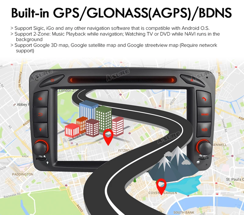 Discount A-Sure 8 Core 32GB ROM Android 9.0 Radio GPS DVD Navi For Mercedes Benz C-class W203 CLK G500 Viano Vito Class G-Class W463 23