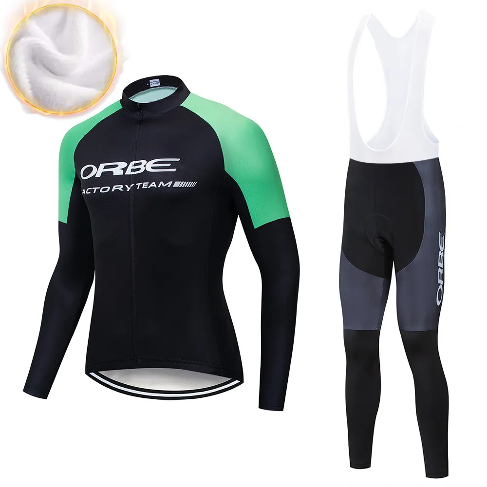 

ORBEAING 2019 Winter Thermal Fleece Warm Cycling Jersey Set Thermal Cycling Clothing Mtb Riding Apparel Ropa Ciclismo