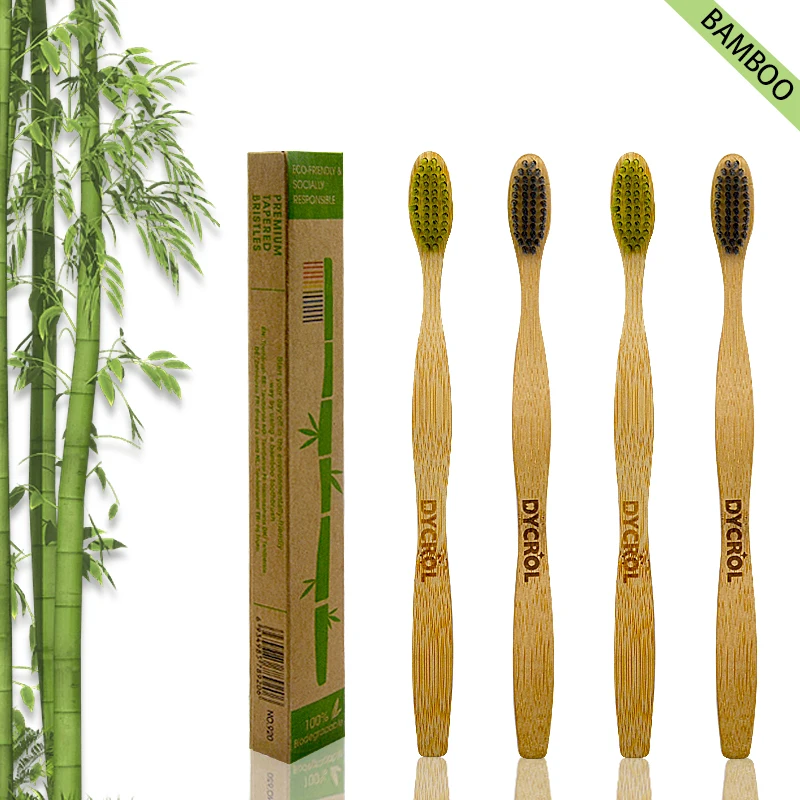 DYCROL бамбуковая зубная щетка забота о здоровье полости рта чистка зубов Экологически чистая биоразлагаемая древесная щетина - Цвет: 4pcs mix