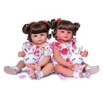 

55cm Simulated Doll Reborn Baby Girl Two Colors Skin Full Body Handmade Soft Silicone Doll