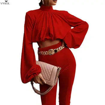 

2020 Tracksuit Women Set Velvet Crop Top + Pants Two Piece Set Suit Night Clubwear Party Elegant Casual Streetwear Club Outfits