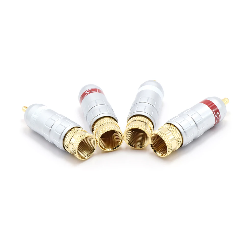 4 шт. Silverlink латунный штекер, позолоченный припой RCA штекер, hifi аудио межблочный разъем
