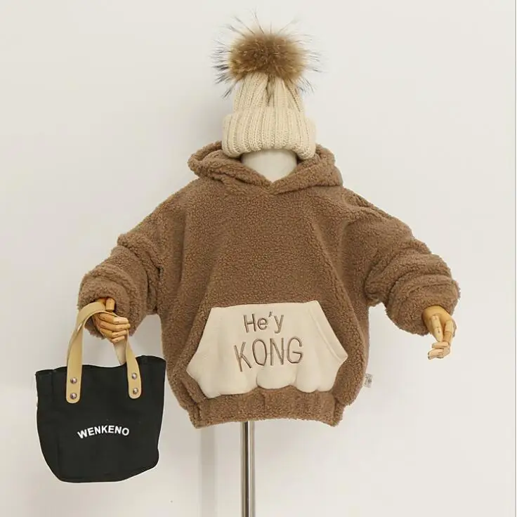 Korea style girls boys thicken t-shirt cotton fleece full sleeve fashion autumn winter kids sweatshirt 3-8t HH532