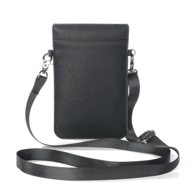 Leather Double Zipper Multi-function Mobile Phone Bag Card Holder Strap Crossbody Bag