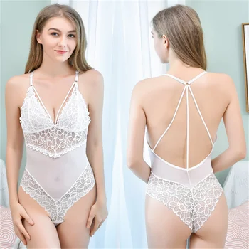 

Lace Bodyshaper Bra No Padded Women Sexy Adjustable Deep V Thin Bra Thong Body Suit Seamless Hollow Underwear Shapewear Bodysuit