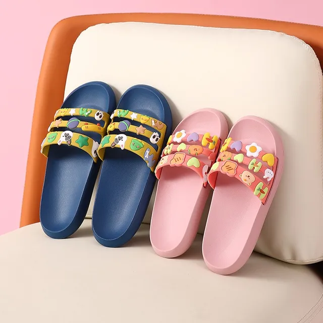 Cute Women Men Slippers Summer Slides Cartoon Bear Fruits Home Indoor Thick Soled Sandals Ladies Couples Bathe Shoes Flip Flops 5