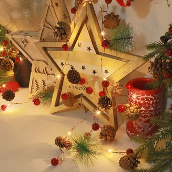 

Flexible Wire 2M 20LED Christmas Tree Fairy Light Party Wedding Decor Pine Cones Branch Red Beads Snow Bell LED String Light