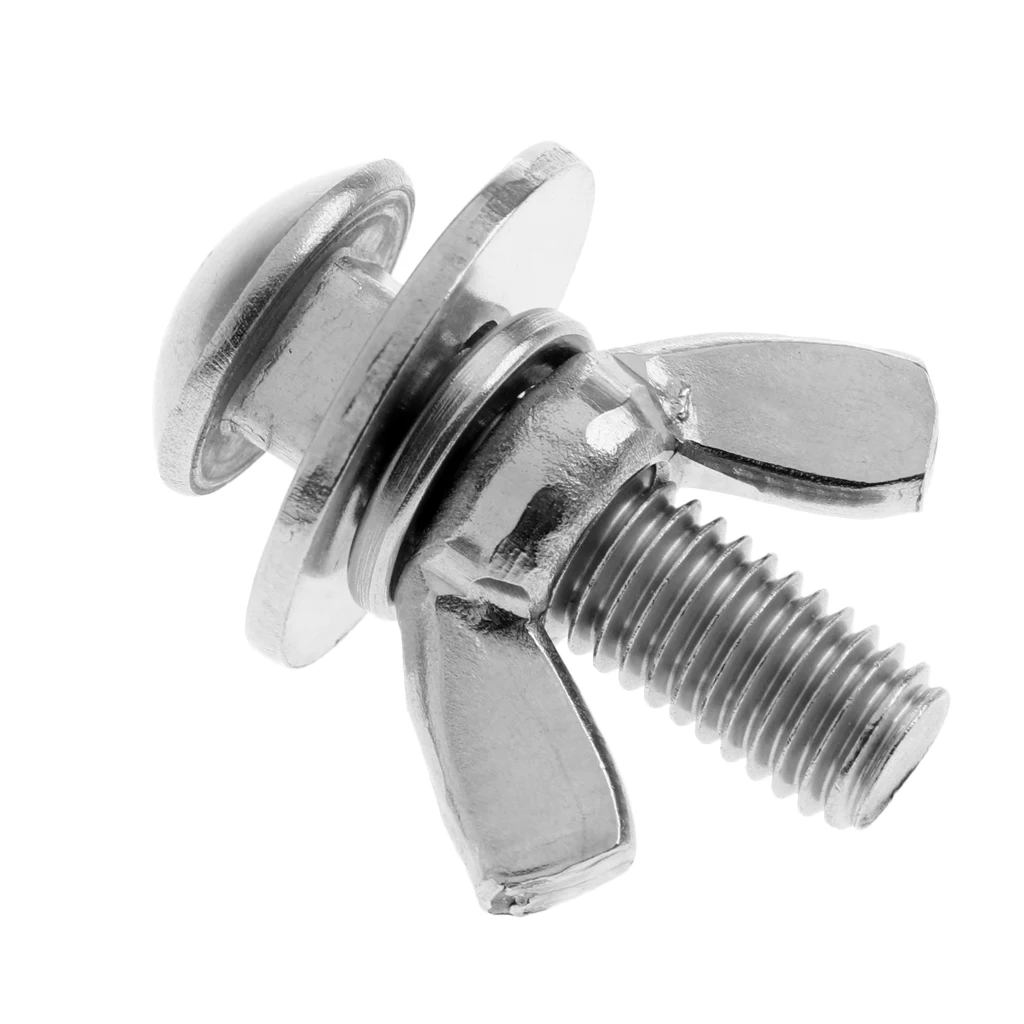 Scuba Tech Diving 316 Stainless Steel M8 Thread Wingnut Butterfly Wing Nut Screw Silver Tone