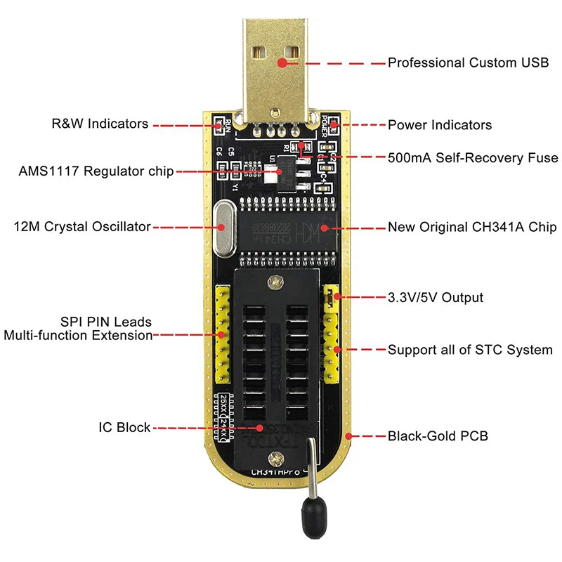 SOIC8 SOP8 тестовый модуль программиста DIY Kit Flash Bios CH341A EEPROM 24 25 серия для 25CXX/24CXX