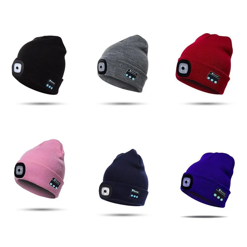 

Knitted hat with light earphone bluetooth hat with light mountaineering LED hat luminous LED outdoor LED M3X1