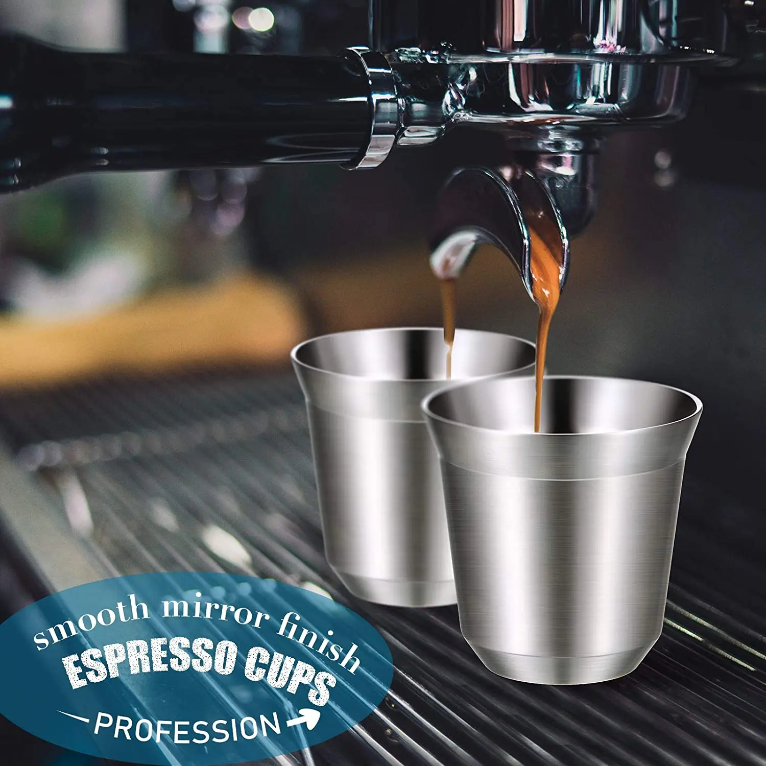 Stainless Steel Cup Coffee Cup Stainless Steel Cups Stainless Steel Mug 2 PCS 304 Stainless Steel Espresso Cups Double Wall Thermally Insulated Capsule Coffee Mug for Indoor or Outdoor Events 80/160ML