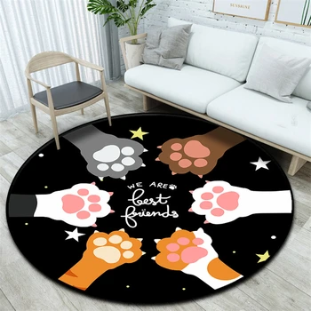 

Nordic Cats Paw Pattern Carpets Bedroom Area Rug Kids Play Game Crawling Mat Sofa Chair Mat Cartoon Cat Round Living Room Carpet