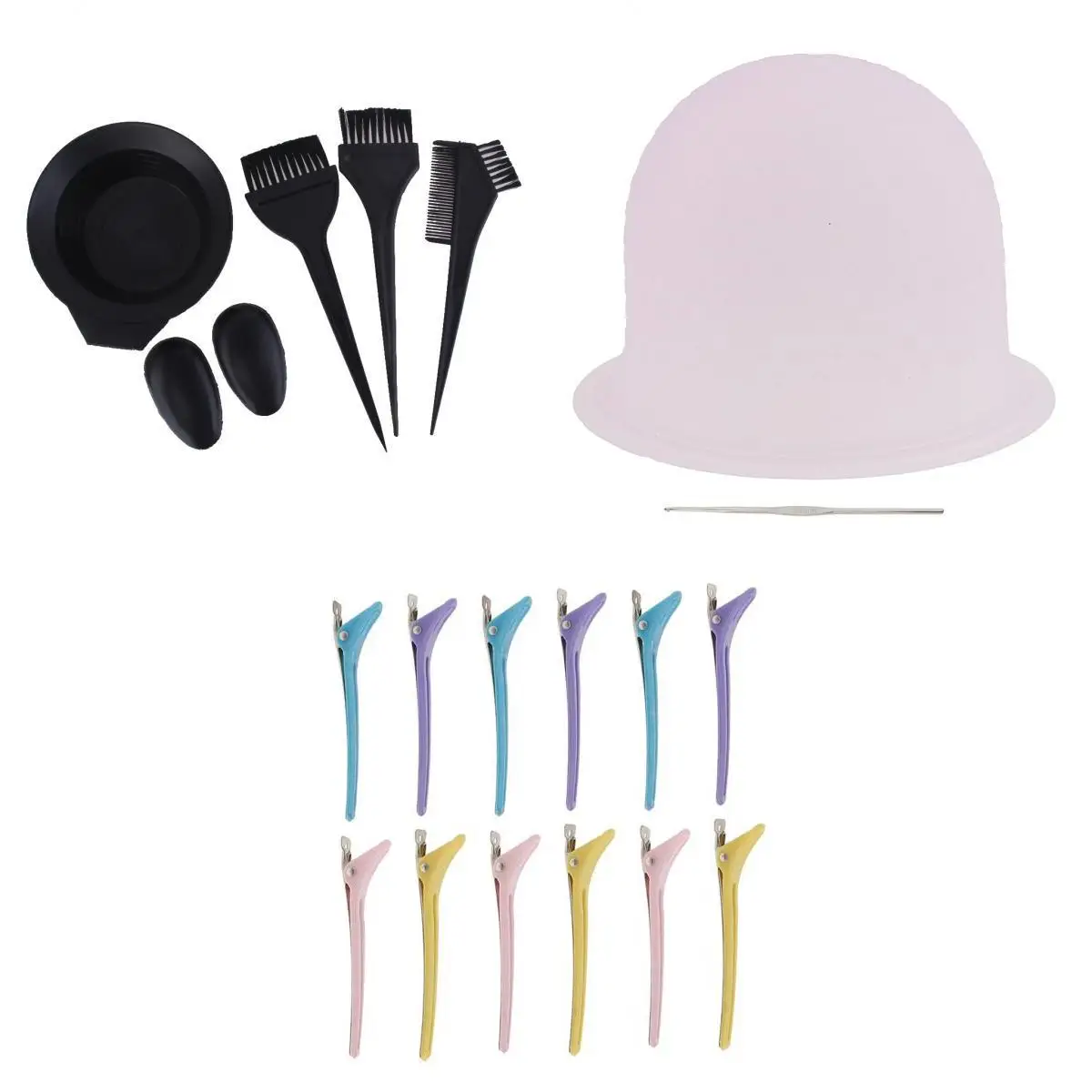 Coloring Brush Comb Mixing Bowl Cap Ear Cover Alligator Clips Clamps Tools