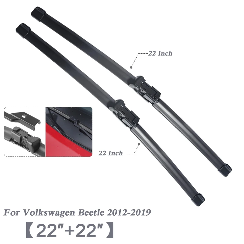 For Beetle 12-19 2" 24" автомобильный стиль U бескаркасные Bracketless резиновые лезвия очистителей лобового стекла автомобиля для Volkswagen Polo Golf Beetle Jetta A7 Passat B8 - Цвет: For Beetle 12-19