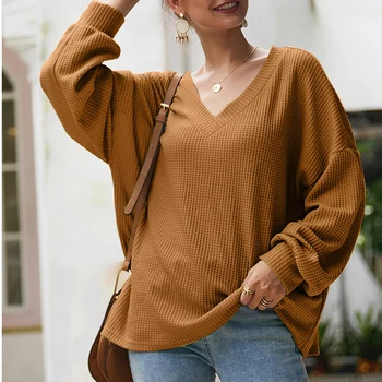 

Spring Autumn V-Neck Sexy Knitted Sweater Women Pullovers Winter Female Sweater Pullover Women Loose Long Sleeve Sweaters W0024