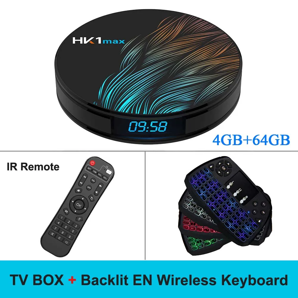 Smart tv Box Android 9,0 4 Гб+ 32 ГБ/64 Гб UHD 4K медиаплеер RK3328 четырехъядерный VP9 H.265 2,4G/5G WiFi BT4.0 HK1max телеприставка - Цвет: 64GB EN Keyboard