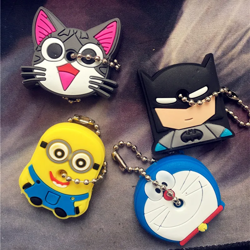 Silicone Keychain Key Caps Covers Keychain Case Cover 2Pcs/set Cartoon Multi Color Silicone Soft Key Locks Keys Cap Key Covers Topper Keyring Case Home Keyring Accessories