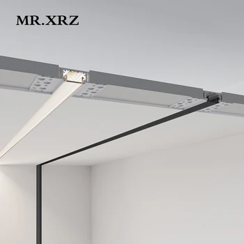 

MR.XRZ 2m 18W/M SMD LED Frameless Linear Bar Lights Black Cover Recessed Aluminum Profile Line Lamps For Ambient Indoor Lighting