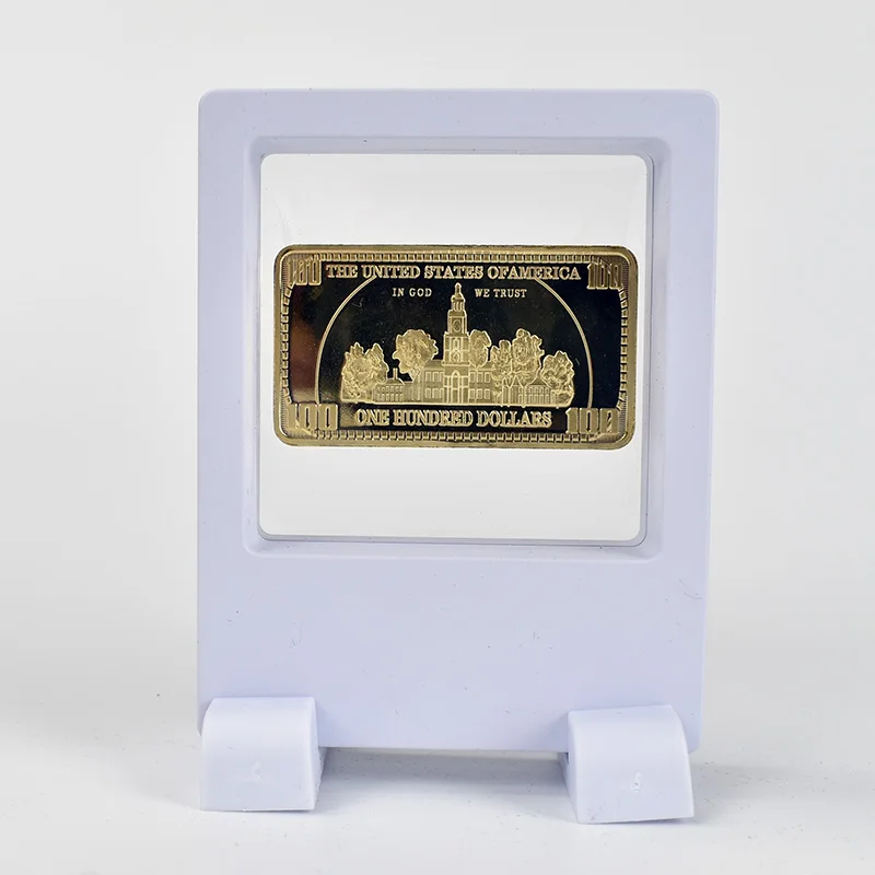 50*28 мм 100 USD$ Золотые прутки позолоченные металлические монеты с Чехол и Подарочная коробка для коллекции