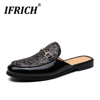 

Popular Half Drag Loafers Shoes Men Gold Blue Men Designer Sneakers Brand Fashion Half slippers Mens Anti-Slip Flats Men Shoes
