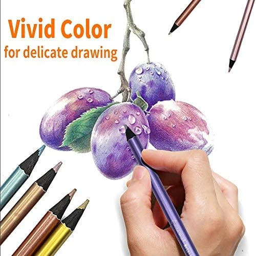 YLSHRF Metallic Color Pencils,12 Colors Metallic Pencils Non-toxic Black  Wood Colored Pencils Set for Coloring Books,Drawing Colored Pencils 