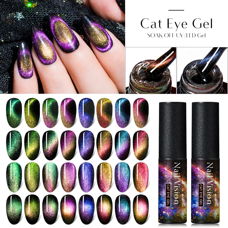 

Nail Vision 5ml Auroras UV Cat Eye Gel Nail Polish Chameleon Soak Off Magnetic Nail Art UV Gel Varnish Manicure Tools
