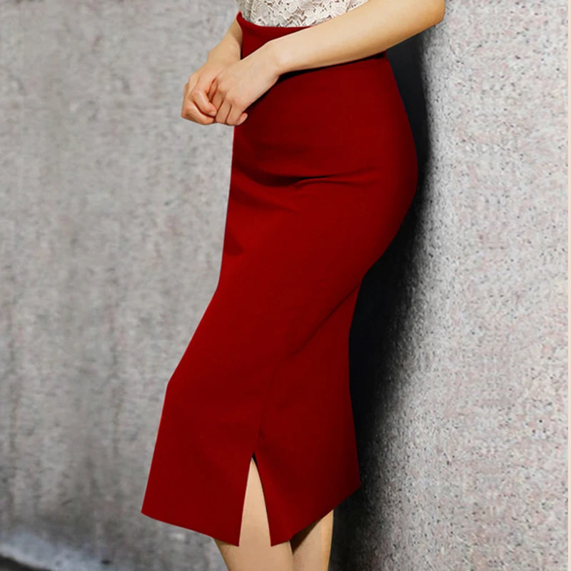 

2019 Autumn Women's Skirt Sexy Pencil Skirts Women Skirt Wool Rib Knit Long Skirt Package Hip Split Waist midi skirt LX60006