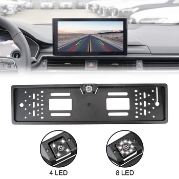 

4/8 LED Car Rear View Camera Night Vision European Car License Plate Frame Parking Assistance Kit Universal Auto Accessories
