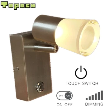 

Tokili Wall Sconce Lights with Switch Nickel Finish Acrylic Housing Built-in Power Supply Directional Lighting for House RV/Boat