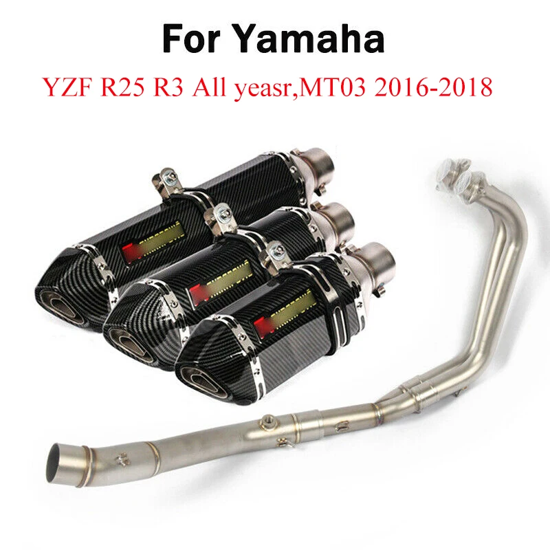 

Slip On Full Exhaust System Pipe Front Mid Link Pipe & Muffler Exhaust Tube For Yamaha R3 R25 MY03 Dirt Bike Scooter Motocross