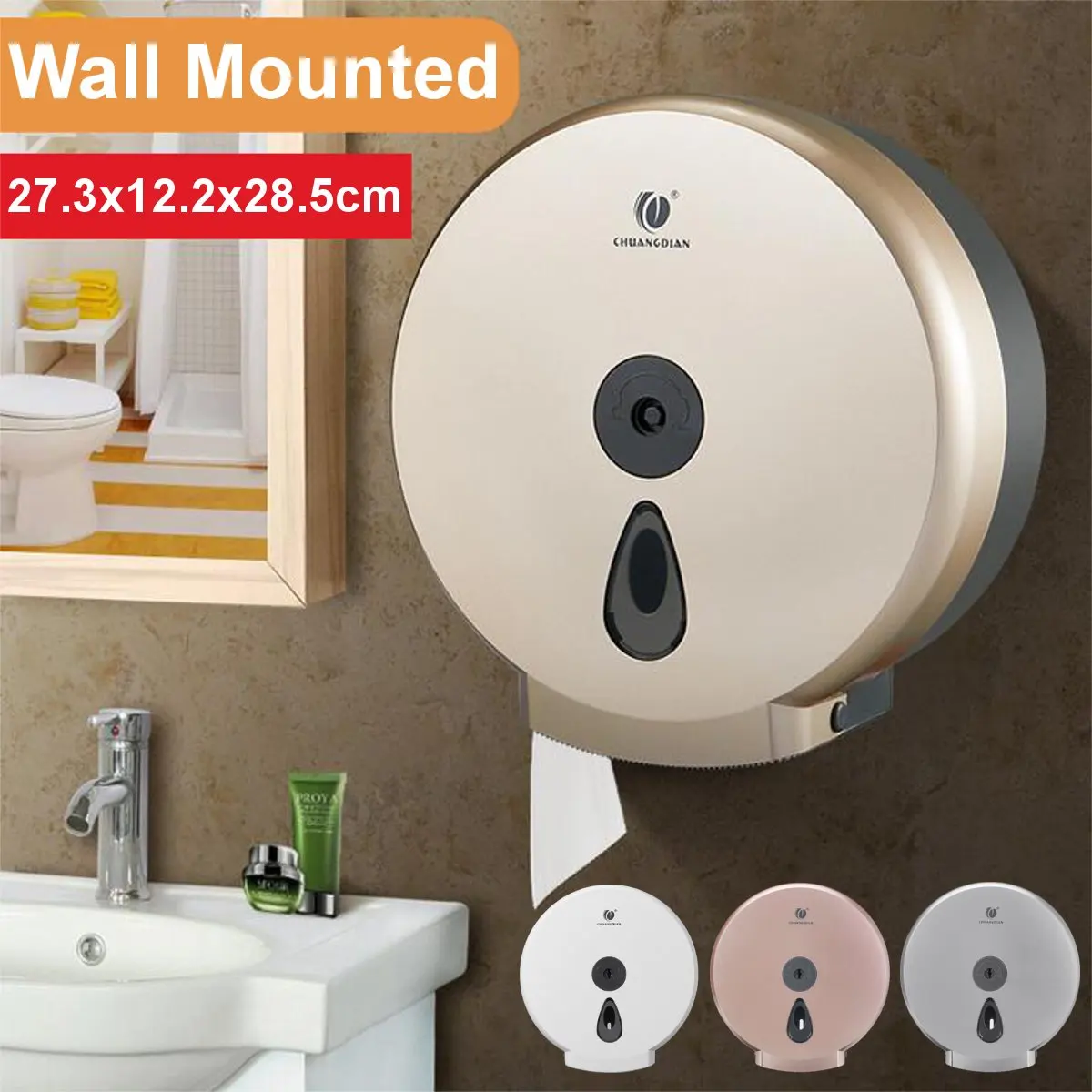 

3 Colors Wall-Mounted Paper Holder Toilet Paper Towel Dispenser Tissue Box Organizer Home Hotel Kitchen Bathroom Accessories