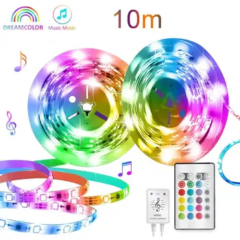 

10m Rainbow RGB Color Waterproof Remote Control LED Strip Lights with Sync Music