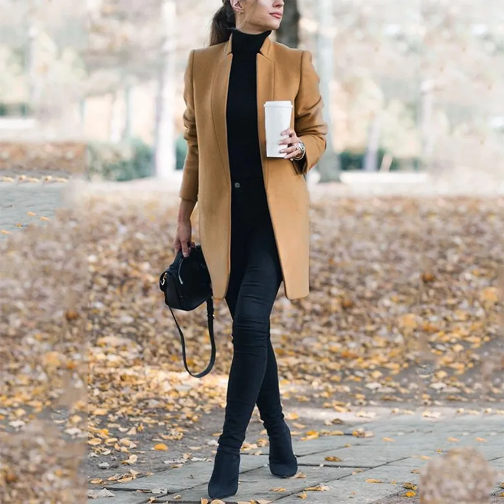 coats Womens Artificial Wool Trench Ladies Warm Long Overcoat Outwear fashion new Work Office Formal coats and jackets women