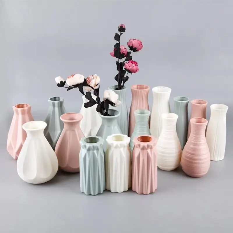 Креативная пластиковая ваза имитация Цветочная ваза пластиковая ваза модная Простая Офисная ваза для украшения интерьера цветочные горшки