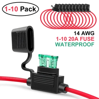 

14AWG Fuse Holder Add-a-circuit TAP Adapter Micro Mini Standard Ford ATC ATO Blade Auto Fuse with 20A Blade Car Fuse 10pcs D30