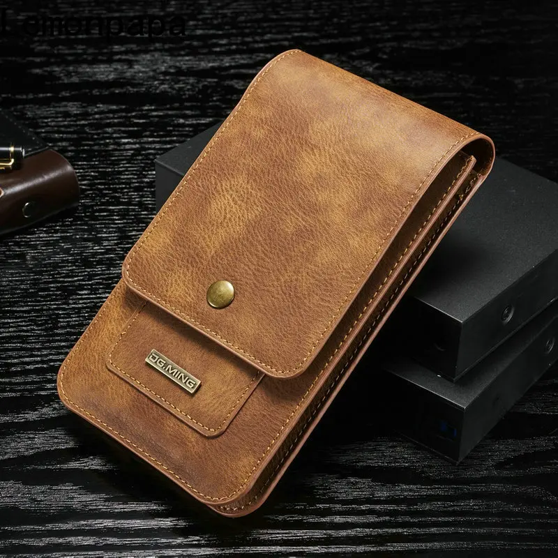 6.5 5.5inch Genuine Leather Belt Bag Phone Pouch Men's Outdoor Phone Bag Case for IPhone 12 11 Pro Max X Xr Xs Max 7 8 Plus