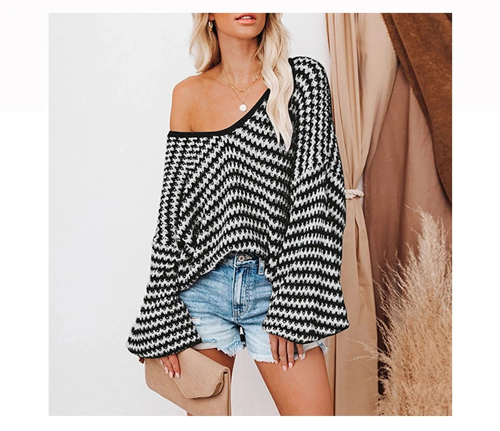 Waliicorners Elegant V Neck Oversized Pullover Vintage Loose Jumper Knitting Top Streetwear Casual Long Sleeve Striped Loose Sweater 19 Hc41f09077b074ea9808e9f26c47f2f4aq