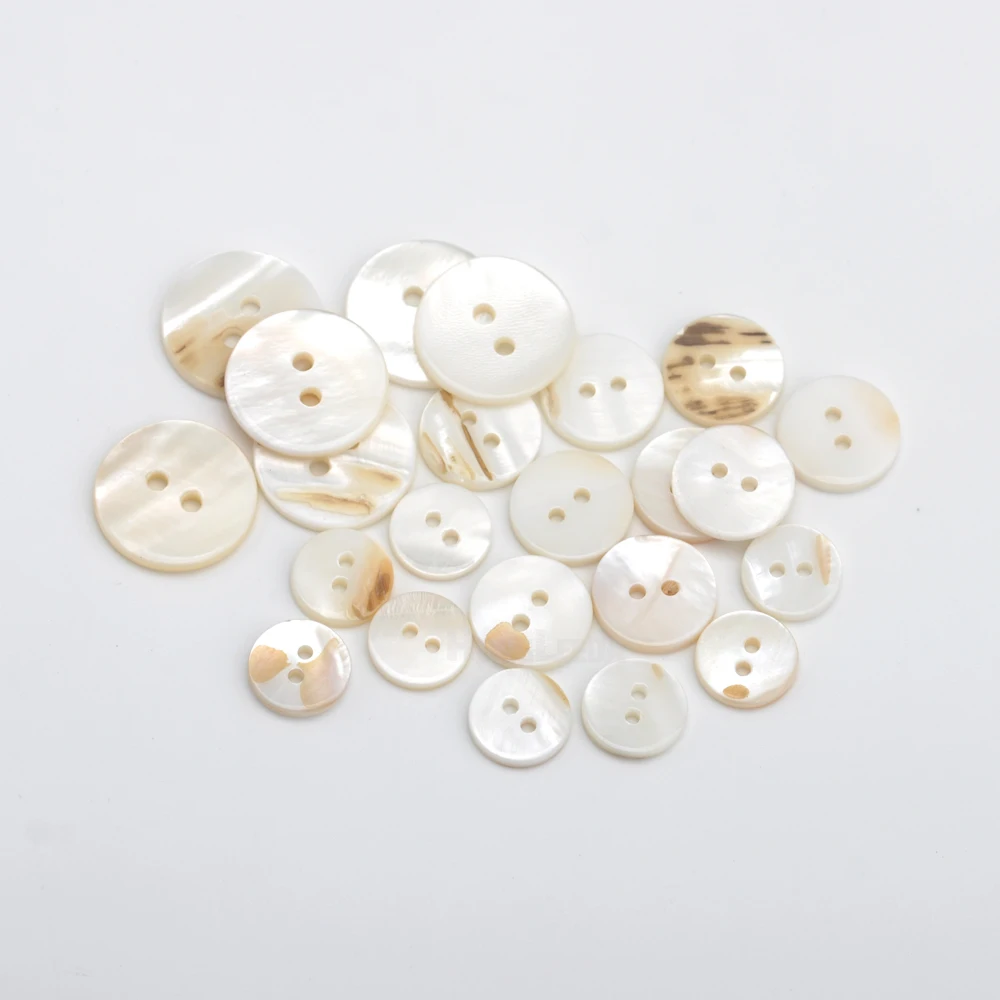 100pcs/lot real Natural shell buttons 10mm/15mm/20mm 2-hole flat mother of pearl buttons thick button free shipping SHELL006 4