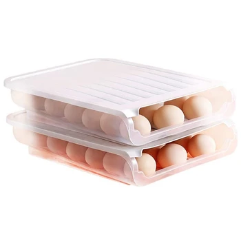 

2PCS Auto Scrolling Egg Storage Holder, Eggs Storage Rack Refrigerate Food Savers Eggs Plastic Space Saver