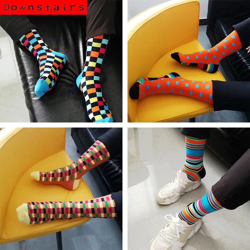 

Downstairs 28Colors Brand Men Happy Socks British Style Animals&Stripes Sloth Hip Hop Skateboard Chaussettes Homme Fantaisie