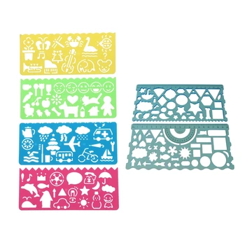 

2 Pcs Send Ranly Plastic Hollow Students Geometric Template Student Ruler Set & 4 Pcs Plastic Templates Drawing Ruler