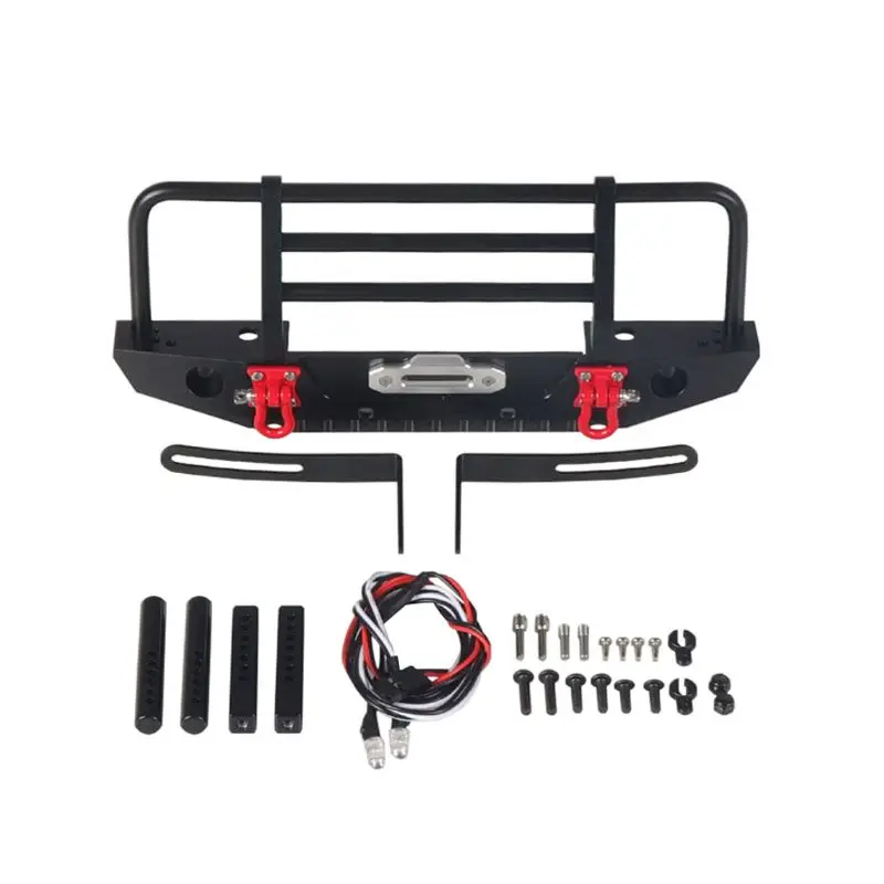 

Metal Front Bumper with Light for 1/10 RC Crawler Car Axial SCX10 90046 TRX-4 TRX4