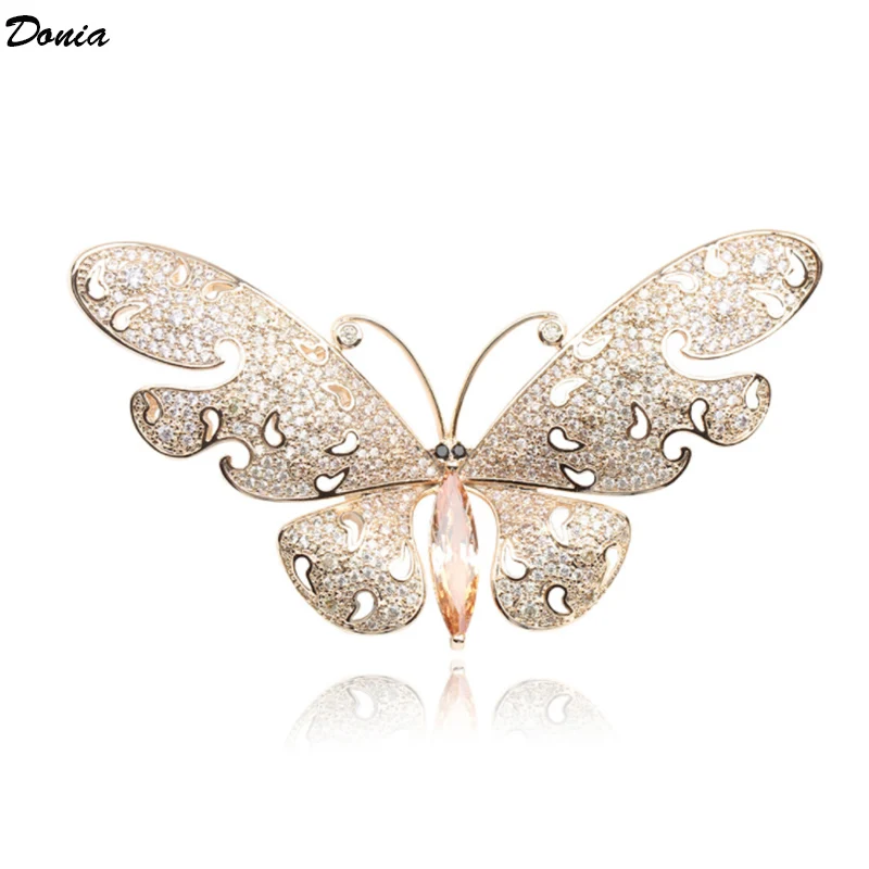 

Donia jewelry European and American luxury AAA zircon butterfly brooch coat anti-light pin female fashion insect brooch