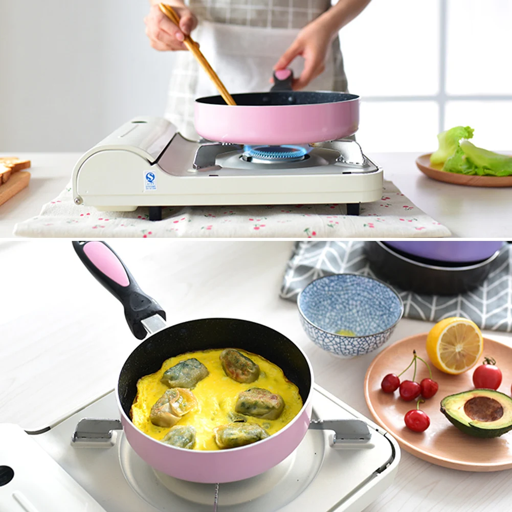 16cm Anti-scratch Coating Omelette Aluminum Alloy Home Long Handle Kitchen Pancake Breakfast Egg Pot Mini Frying Pan Non Stick