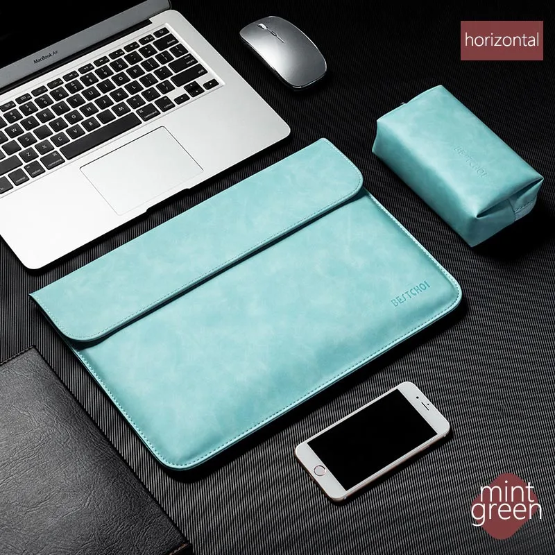 H mint green set Pu ноутбук рукав для huawei Matebook 13 14 рукав Magicbook 14 сумка для ноутбука чехол для Macbook Air Pro 13 Чехол Водонепроницаемый твердый - Цвет: H mint green set