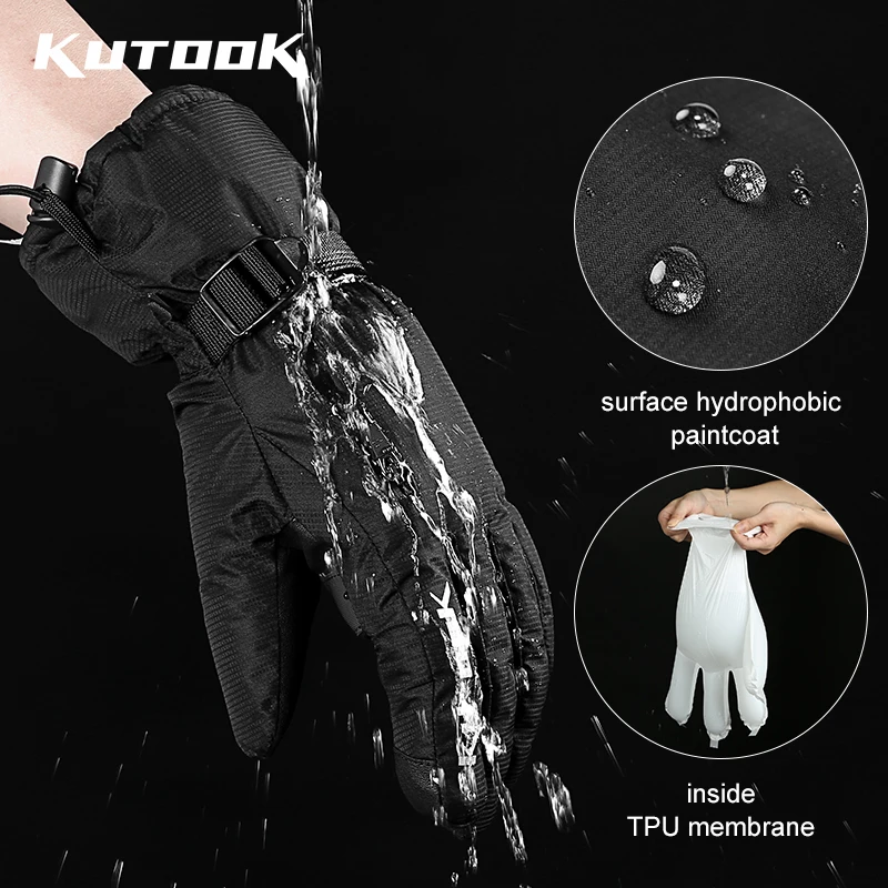 KUTOOK Thermal Winter Skiing Gloves Waterproof Windproof Glove Fist Protection Ski Snowboard for Men Women MTB Snowmobile Gloves 3