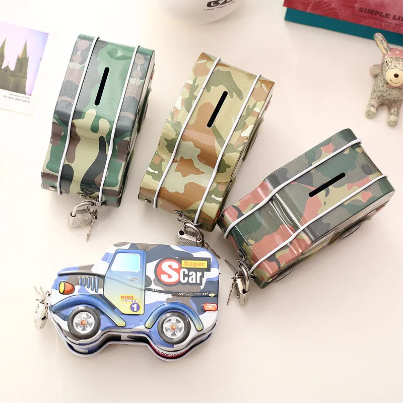 

Piggy Bank Storage Box Cool Car Shape Coin Money Box Money Saving Box with Lock Gift Candy Boxes For Kids