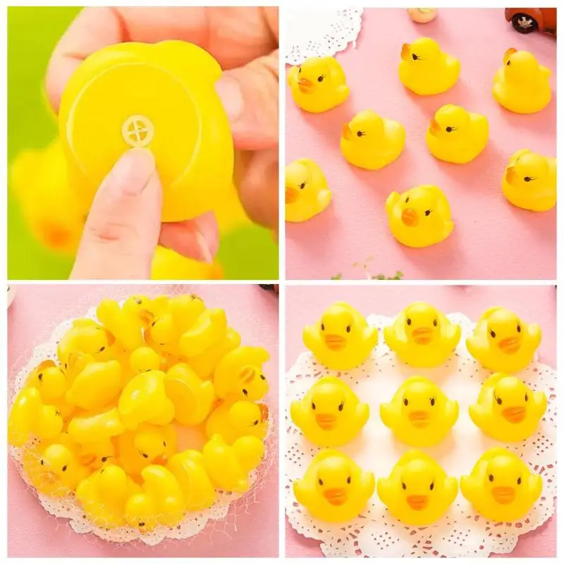 10pcs set Mini PVC Yellow Ducks Lovely Souding Toys Baby Shower Children Playing Water Toy Durable 2
